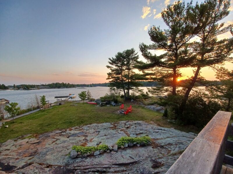 lake with sunset view